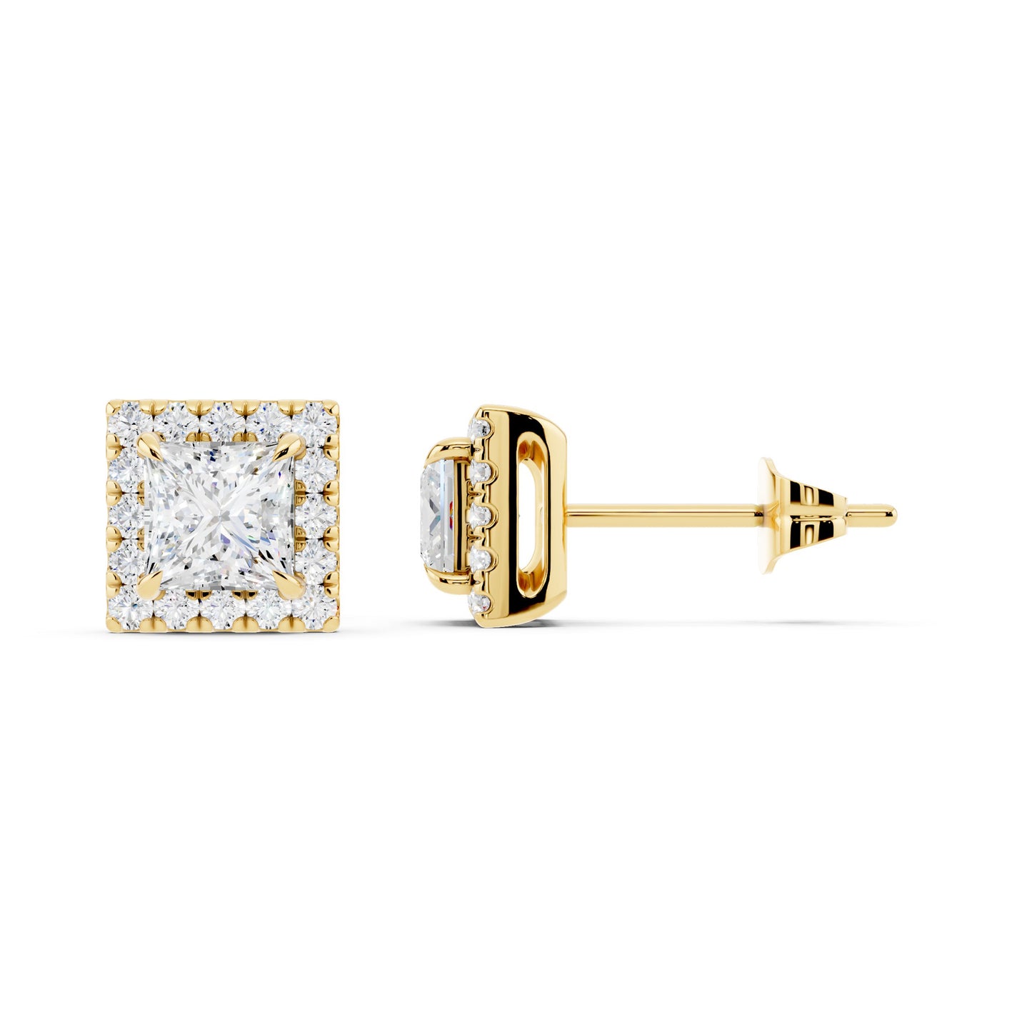IGI Certified Halo Lab Grown Diamond Stud Earrings 14K Gold Or 925 Sterling Silver 0.99 Carat - 1 Carat EF Color VS Clarity