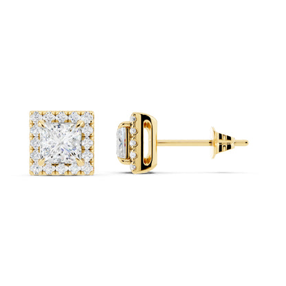 IGI Certified Halo Lab Grown Diamond Stud Earrings 14K Gold Or 925 Sterling Silver 0.99 Carat - 1 Carat EF Color VS Clarity