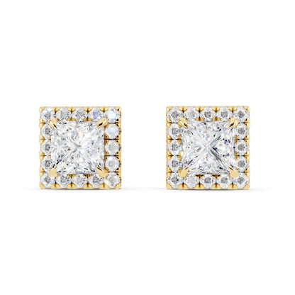 IGI Certified Halo Lab Grown Diamond Stud Earrings 14K Gold Or 925 Sterling Silver 0.99 Carat - 1 Carat EF Color VS Clarity
