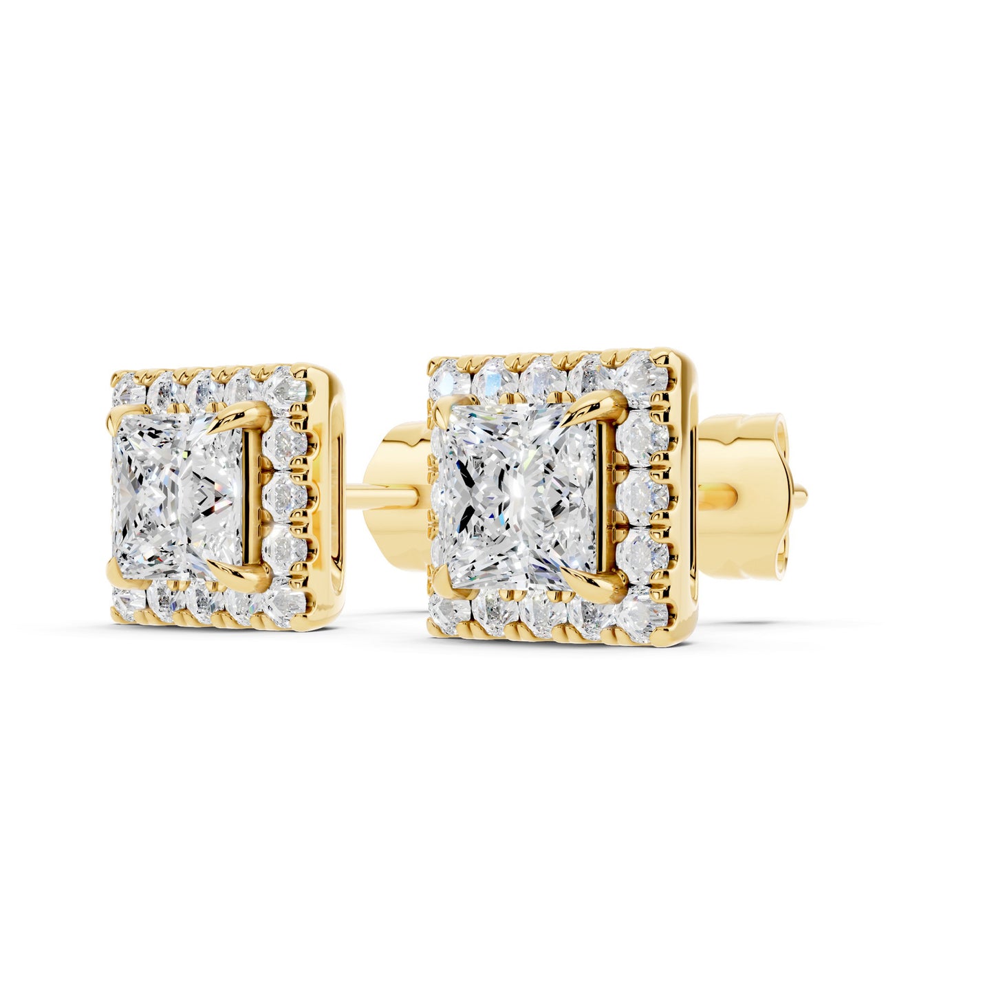 IGI Certified Halo Lab Grown Diamond Stud Earrings 14K Gold Or 925 Sterling Silver 0.99 Carat - 1 Carat EF Color VS Clarity
