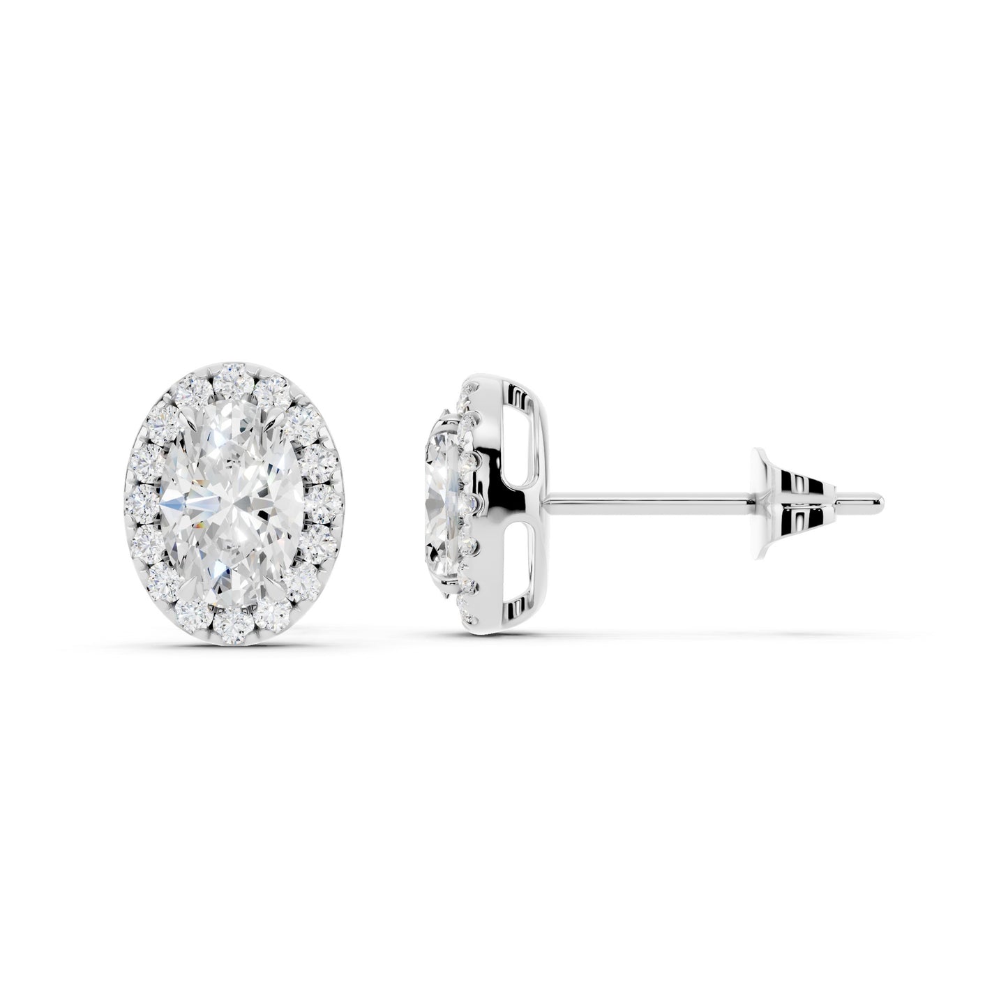 IGI Certified Halo Lab Grown Diamond Stud Earrings 14K Gold Or 925 Sterling Silver 0.99 Carat - 1 Carat EF Color VS Clarity