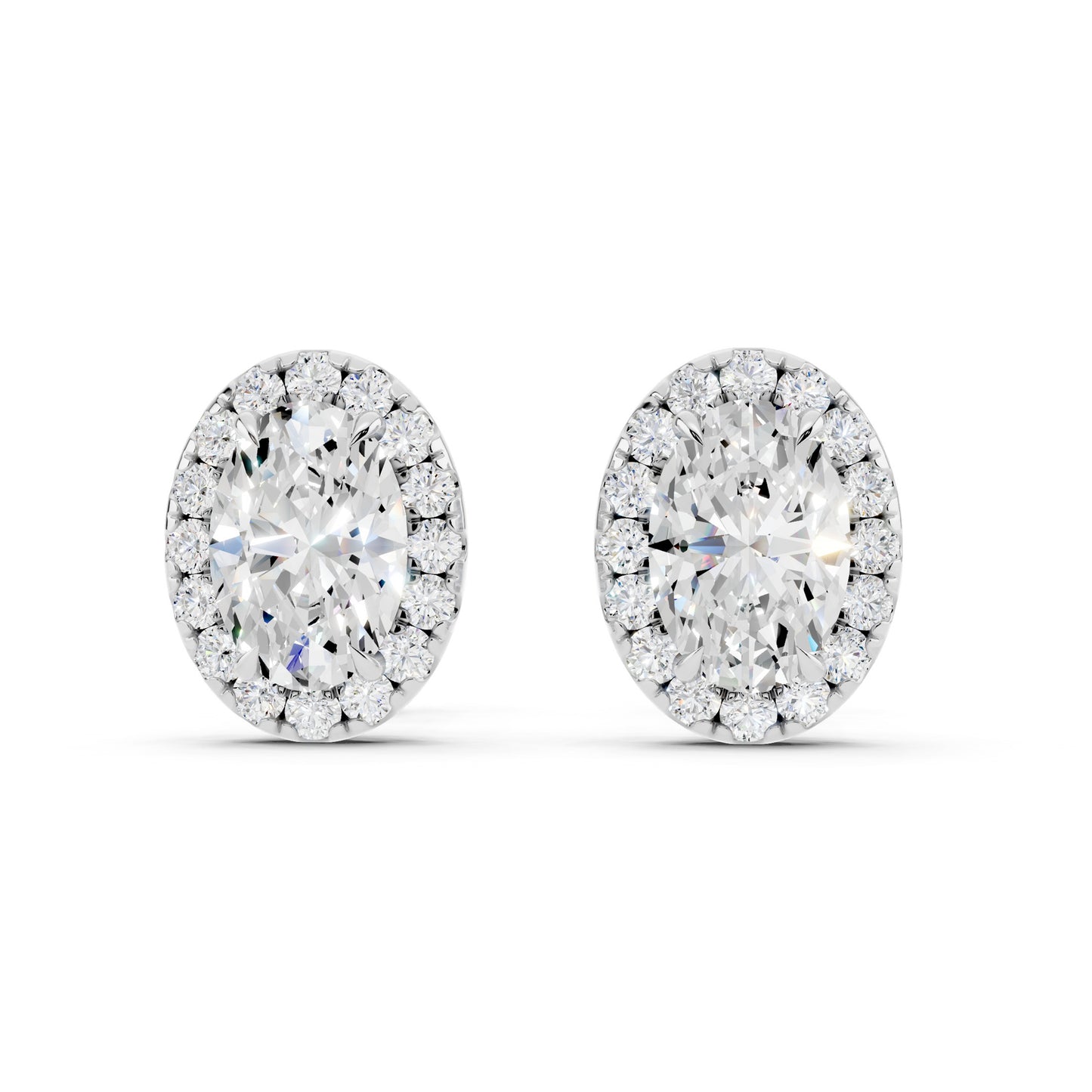 IGI Certified Halo Lab Grown Diamond Stud Earrings 14K Gold Or 925 Sterling Silver 0.99 Carat - 1 Carat EF Color VS Clarity