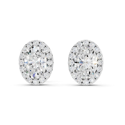 IGI Certified Halo Lab Grown Diamond Stud Earrings 14K Gold Or 925 Sterling Silver 0.99 Carat - 1 Carat EF Color VS Clarity