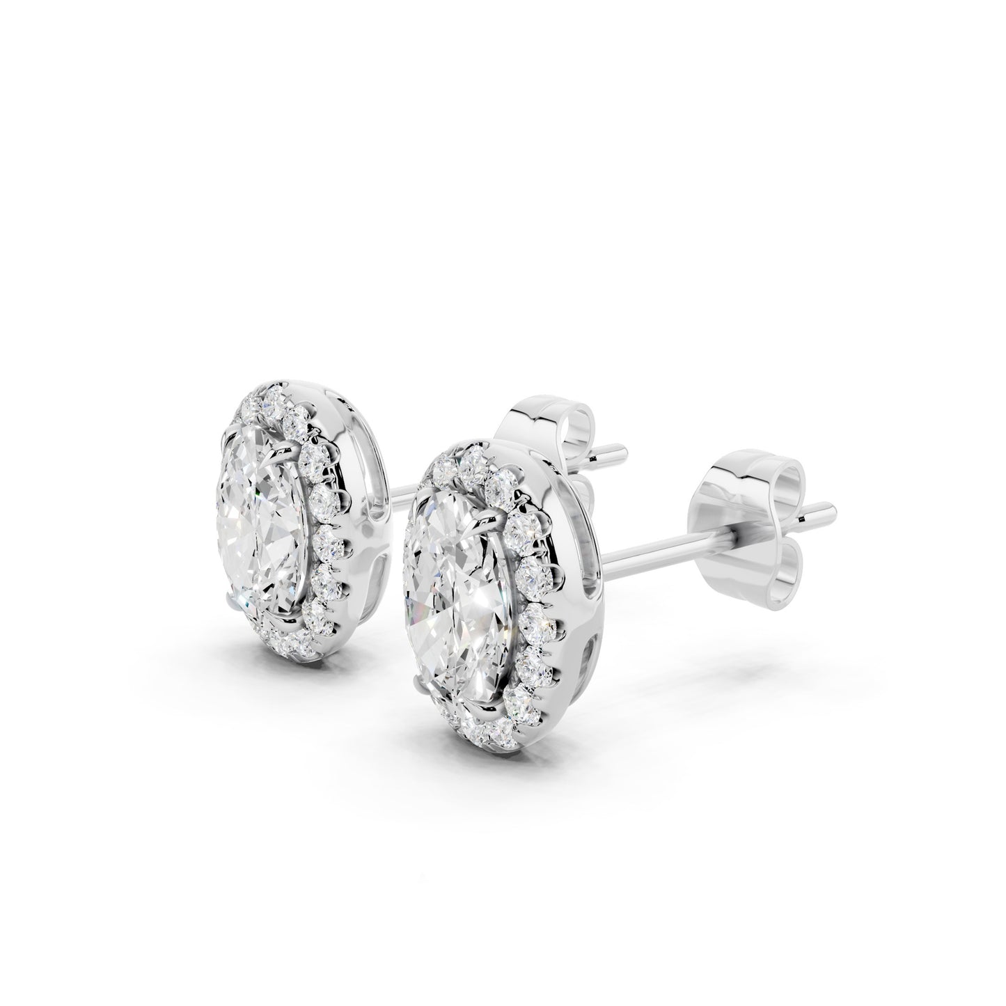 IGI Certified Halo Lab Grown Diamond Stud Earrings 14K Gold Or 925 Sterling Silver 0.99 Carat - 1 Carat EF Color VS Clarity