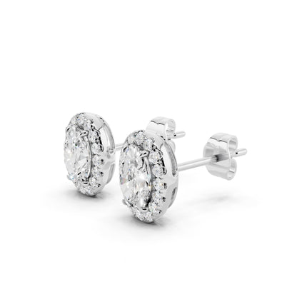 IGI Certified Halo Lab Grown Diamond Stud Earrings 14K Gold Or 925 Sterling Silver 0.99 Carat - 1 Carat EF Color VS Clarity