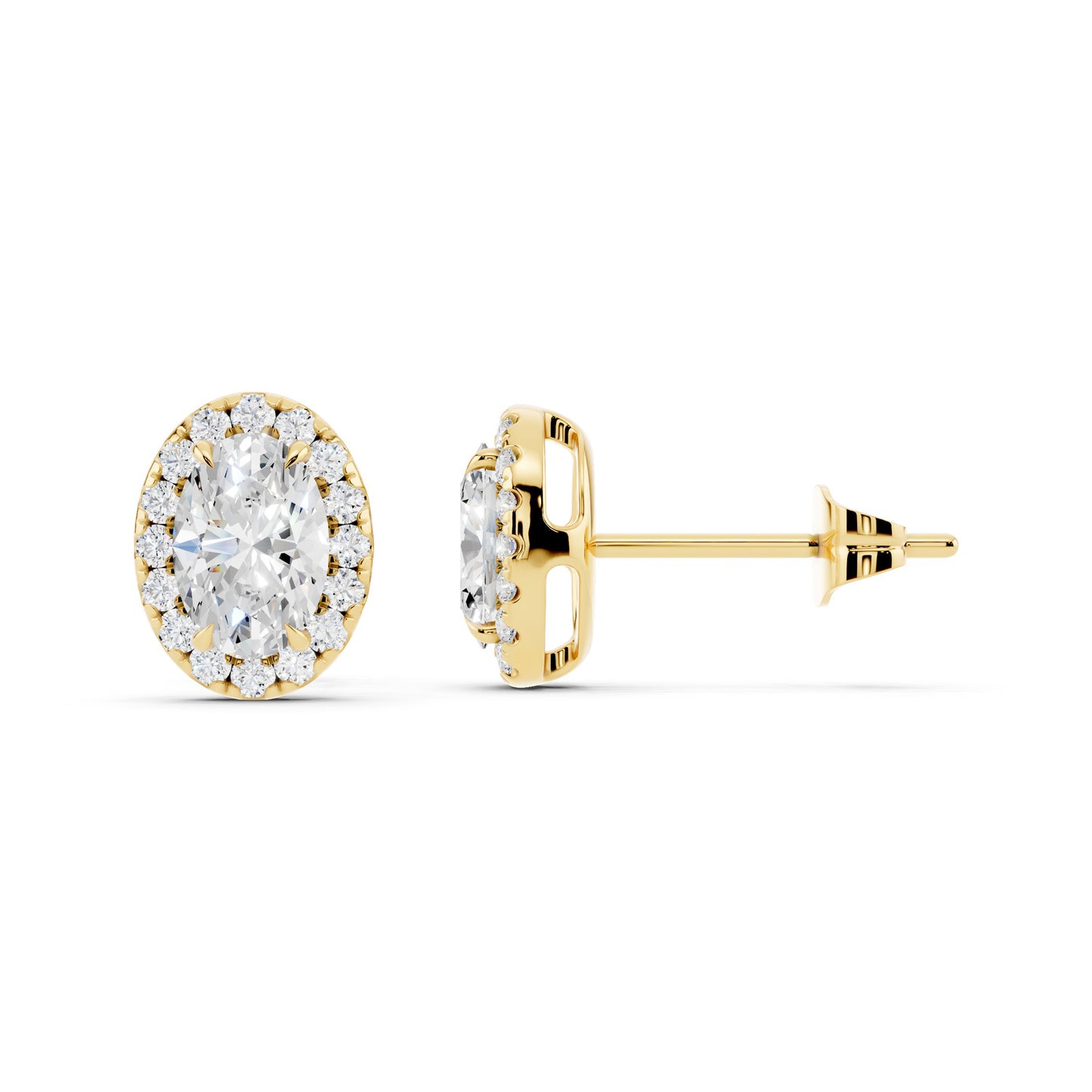 IGI Certified Halo Lab Grown Diamond Stud Earrings 14K Gold Or 925 Sterling Silver 0.99 Carat - 1 Carat EF Color VS Clarity