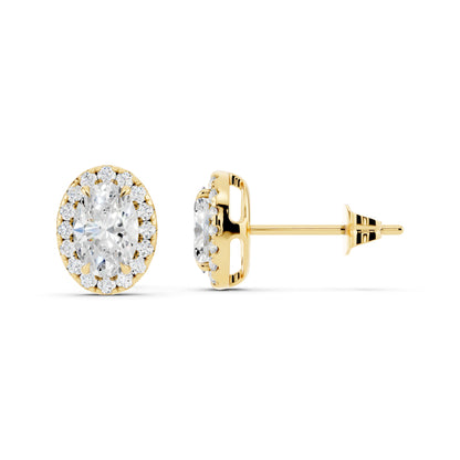 IGI Certified Halo Lab Grown Diamond Stud Earrings 14K Gold Or 925 Sterling Silver 0.99 Carat - 1 Carat EF Color VS Clarity