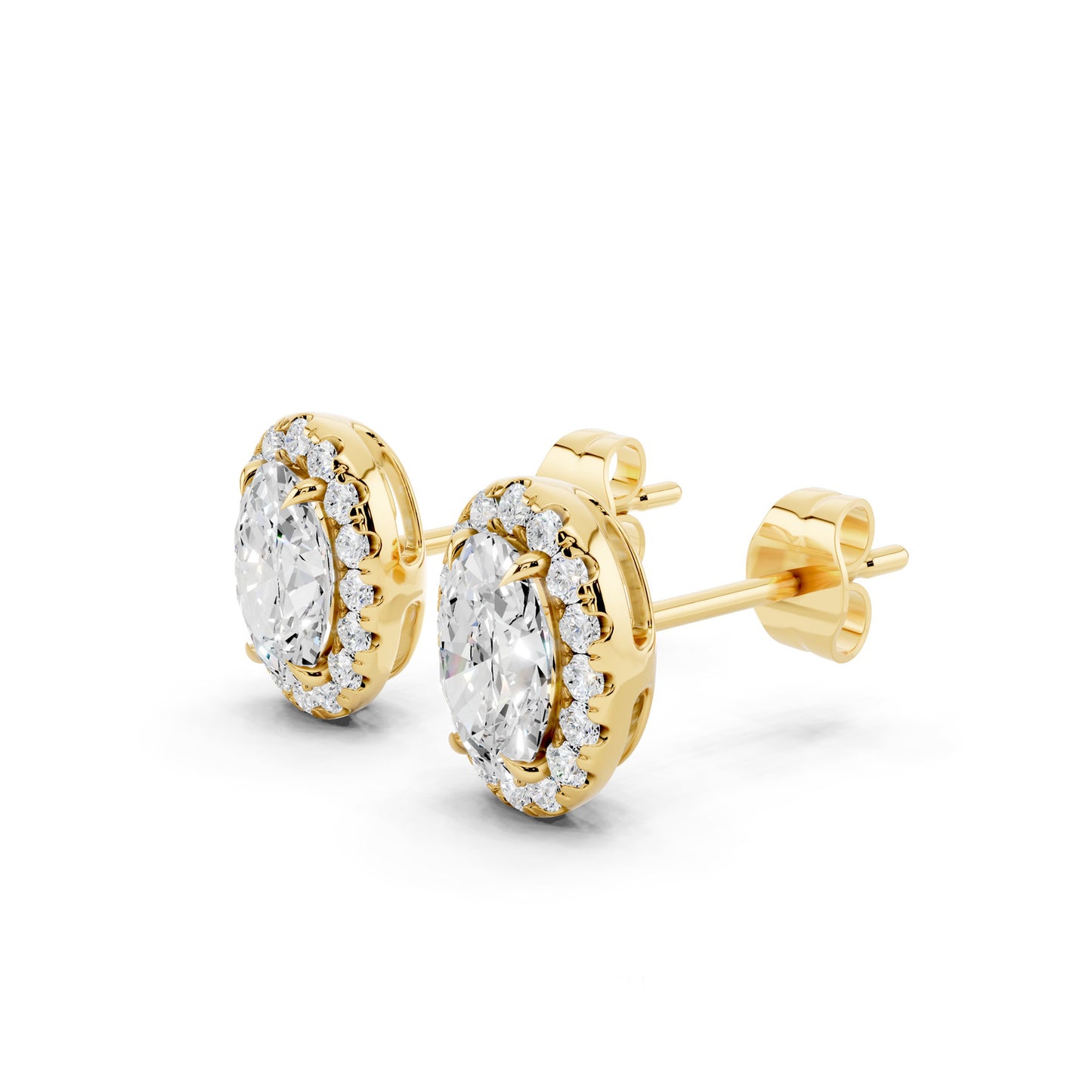 IGI Certified Halo Lab Grown Diamond Stud Earrings 14K Gold Or 925 Sterling Silver 0.99 Carat - 1 Carat EF Color VS Clarity
