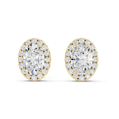 IGI Certified Halo Lab Grown Diamond Stud Earrings 14K Gold Or 925 Sterling Silver 0.99 Carat - 1 Carat EF Color VS Clarity