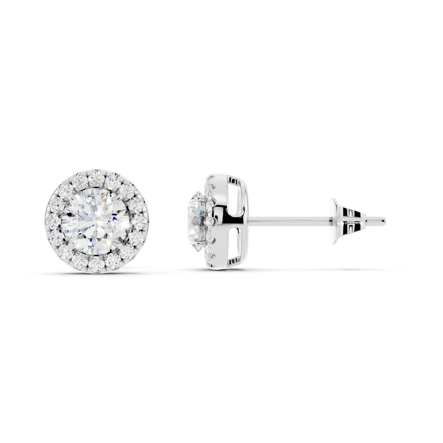 IGI Certified Halo Lab Grown Diamond Stud Earrings 14K Gold Or 925 Sterling Silver 0.99 Carat - 1 Carat EF Color VS Clarity