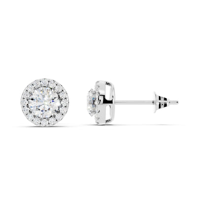 IGI Certified Halo Lab Grown Diamond Stud Earrings 14K Gold Or 925 Sterling Silver 0.99 Carat - 1 Carat EF Color VS Clarity