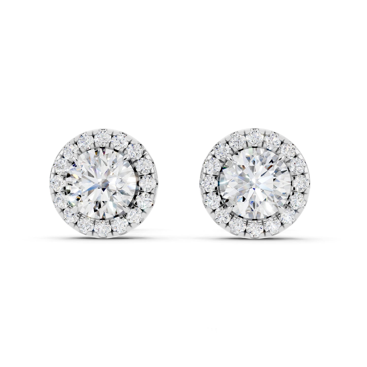 IGI Certified Halo Lab Grown Diamond Stud Earrings 14K Gold Or 925 Sterling Silver 0.99 Carat - 1 Carat EF Color VS Clarity