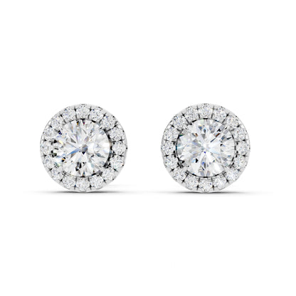 IGI Certified Halo Lab Grown Diamond Stud Earrings 14K Gold Or 925 Sterling Silver 0.99 Carat - 1 Carat EF Color VS Clarity