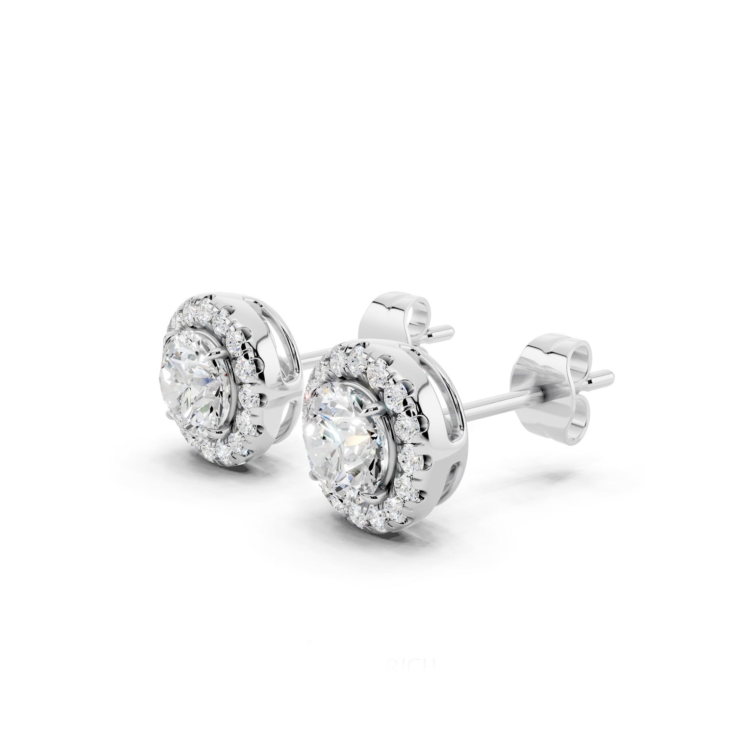 IGI Certified Halo Lab Grown Diamond Stud Earrings 14K Gold Or 925 Sterling Silver 0.99 Carat - 1 Carat EF Color VS Clarity