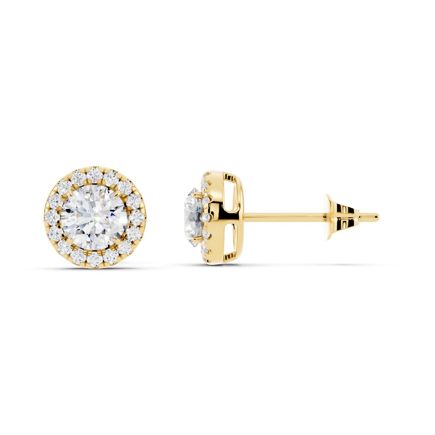 IGI Certified Halo Lab Grown Diamond Stud Earrings 14K Gold Or 925 Sterling Silver 0.99 Carat - 1 Carat EF Color VS Clarity