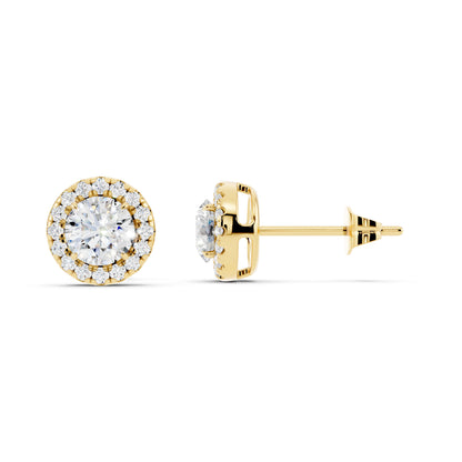 IGI Certified Halo Lab Grown Diamond Stud Earrings 14K Gold Or 925 Sterling Silver 0.99 Carat - 1 Carat EF Color VS Clarity