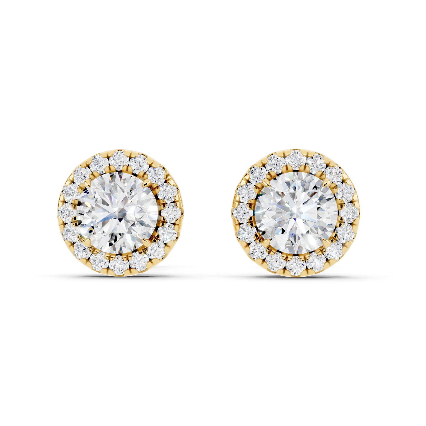 IGI Certified Halo Lab Grown Diamond Stud Earrings 14K Gold Or 925 Sterling Silver 0.99 Carat - 1 Carat EF Color VS Clarity
