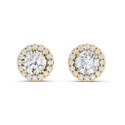 IGI Certified Halo Lab Grown Diamond Stud Earrings 14K Gold Or 925 Sterling Silver 0.99 Carat - 1 Carat EF Color VS Clarity