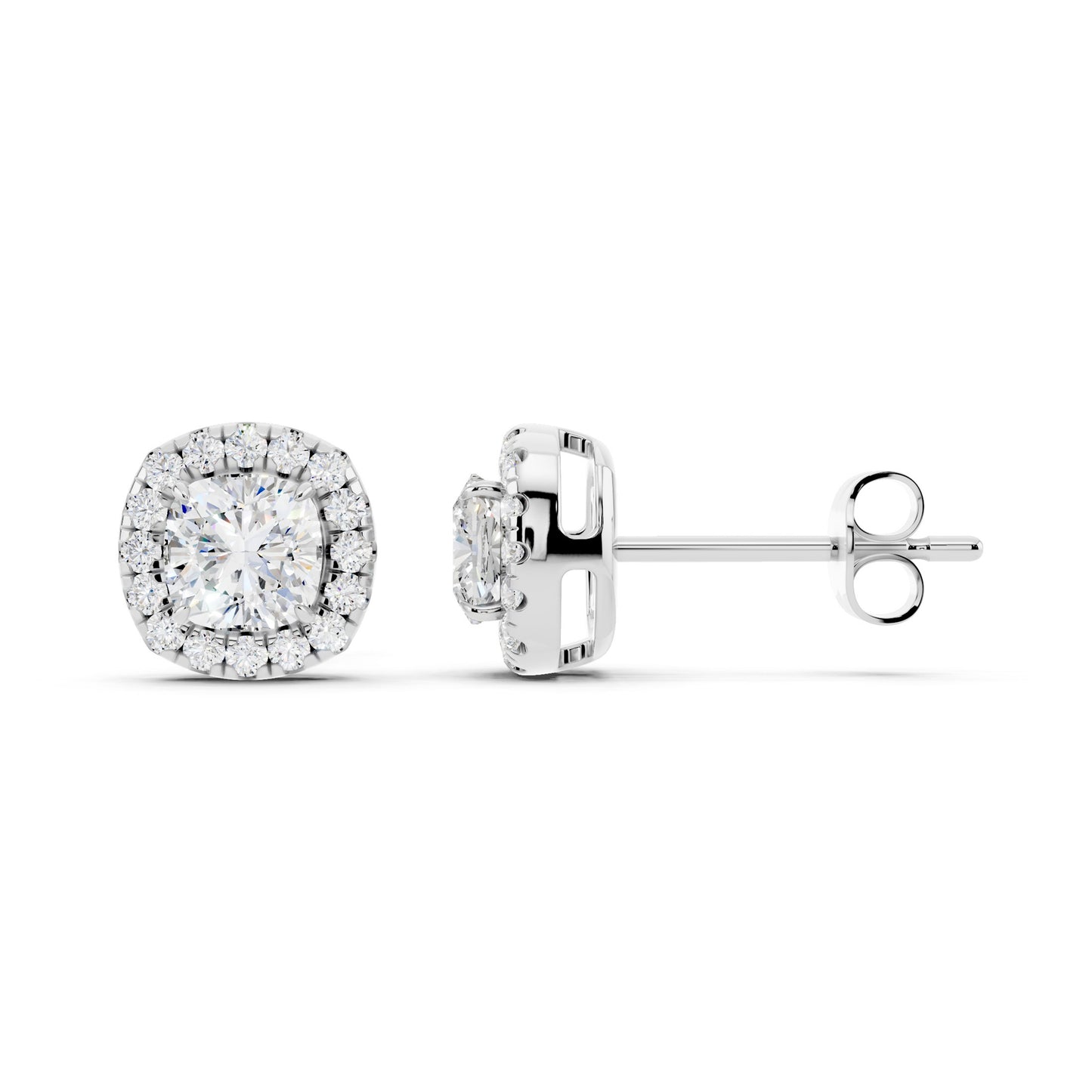 IGI Certified Halo Lab Grown Diamond Stud Earrings 14K Gold Or 925 Sterling Silver 0.99 Carat - 1 Carat EF Color VS Clarity