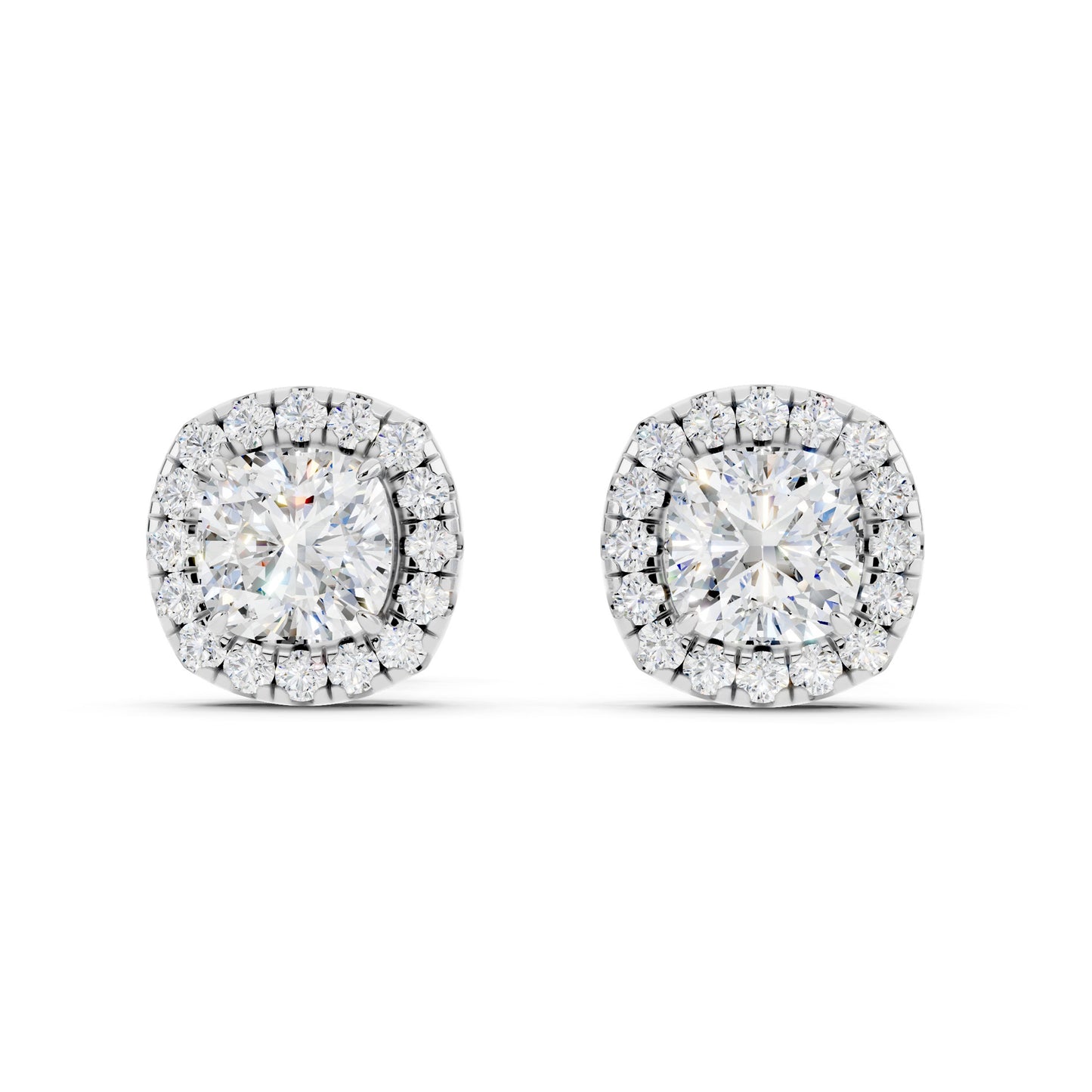 IGI Certified Halo Lab Grown Diamond Stud Earrings 14K Gold Or 925 Sterling Silver 0.99 Carat - 1 Carat EF Color VS Clarity