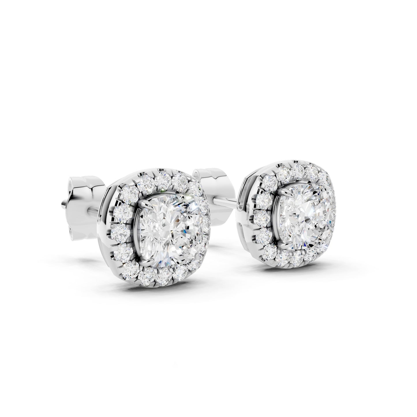 IGI Certified Halo Lab Grown Diamond Stud Earrings 14K Gold Or 925 Sterling Silver 0.99 Carat - 1 Carat EF Color VS Clarity