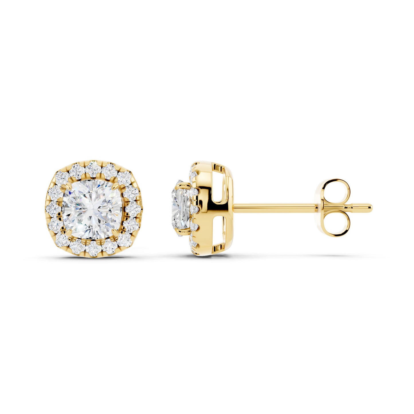 IGI Certified Halo Lab Grown Diamond Stud Earrings 14K Gold Or 925 Sterling Silver 0.99 Carat - 1 Carat EF Color VS Clarity