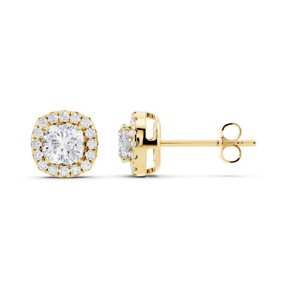 IGI Certified Halo Lab Grown Diamond Stud Earrings 14K Gold Or 925 Sterling Silver 0.99 Carat - 1 Carat EF Color VS Clarity