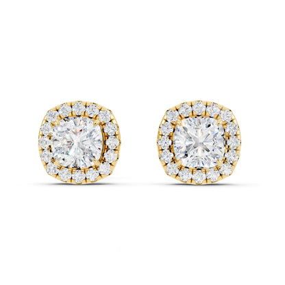 IGI Certified Halo Lab Grown Diamond Stud Earrings 14K Gold Or 925 Sterling Silver 0.99 Carat - 1 Carat EF Color VS Clarity