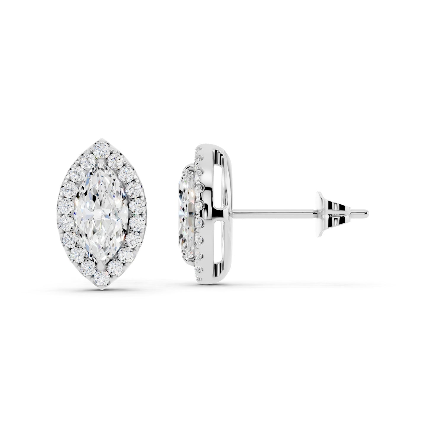 IGI Certified Halo Lab Grown Diamond Stud Earrings 14K Gold Or 925 Sterling Silver 0.99 Carat - 1 Carat EF Color VS Clarity
