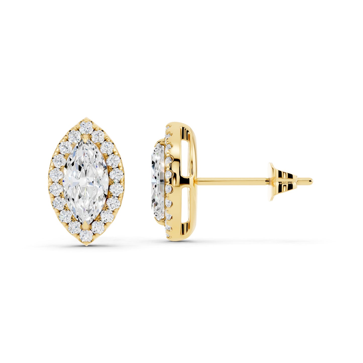 IGI Certified Halo Lab Grown Diamond Stud Earrings 14K Gold Or 925 Sterling Silver 0.99 Carat - 1 Carat EF Color VS Clarity