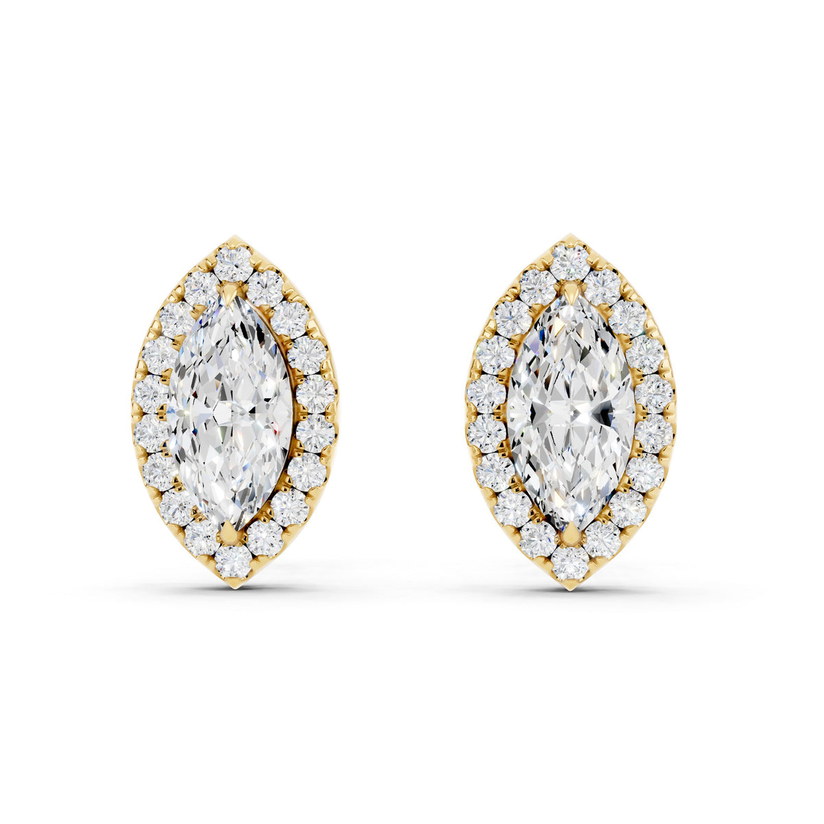 IGI Certified Marquise Shape Halo Lab Grown Diamond Stud Earrings 14K Gold Or 925 Sterling Silver 0.99 Carat  EF Color VS Clarity