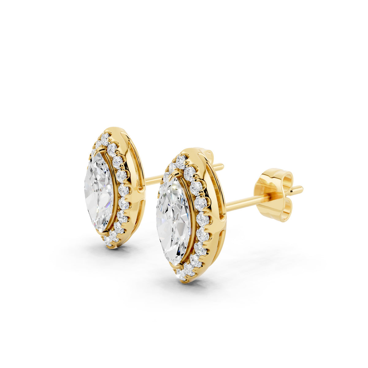 IGI Certified Marquise Shape Halo Lab Grown Diamond Stud Earrings 14K Gold Or 925 Sterling Silver 0.99 Carat  EF Color VS Clarity
