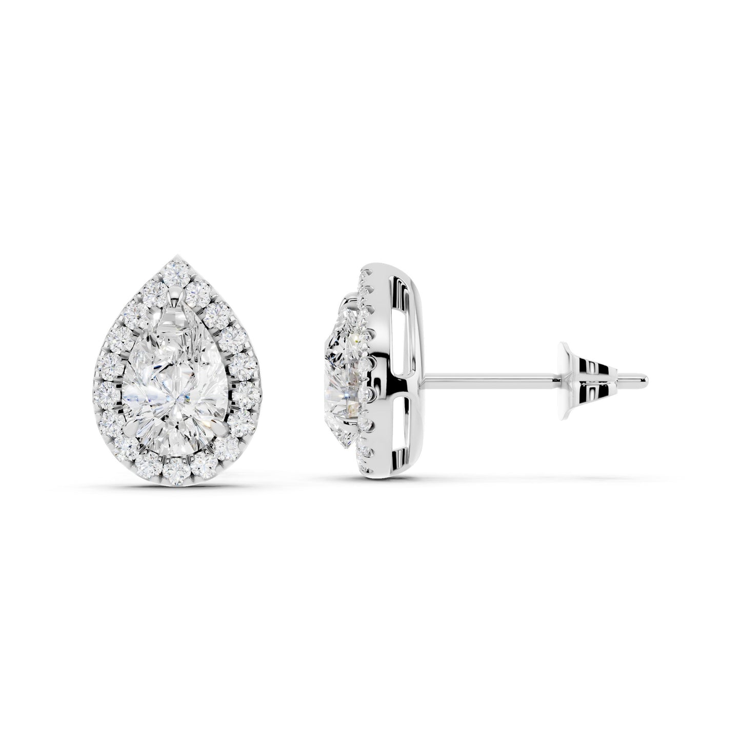 IGI Certified Halo Lab Grown Diamond Stud Earrings 14K Gold Or 925 Sterling Silver 0.99 Carat - 1 Carat EF Color VS Clarity
