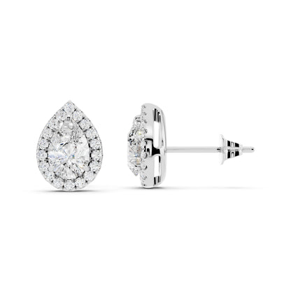 IGI Certified Halo Lab Grown Diamond Stud Earrings 14K Gold Or 925 Sterling Silver 0.99 Carat - 1 Carat EF Color VS Clarity