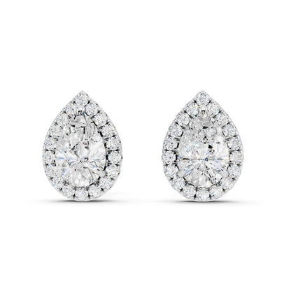 IGI Certified Halo Lab Grown Diamond Stud Earrings 14K Gold Or 925 Sterling Silver 0.99 Carat - 1 Carat EF Color VS Clarity