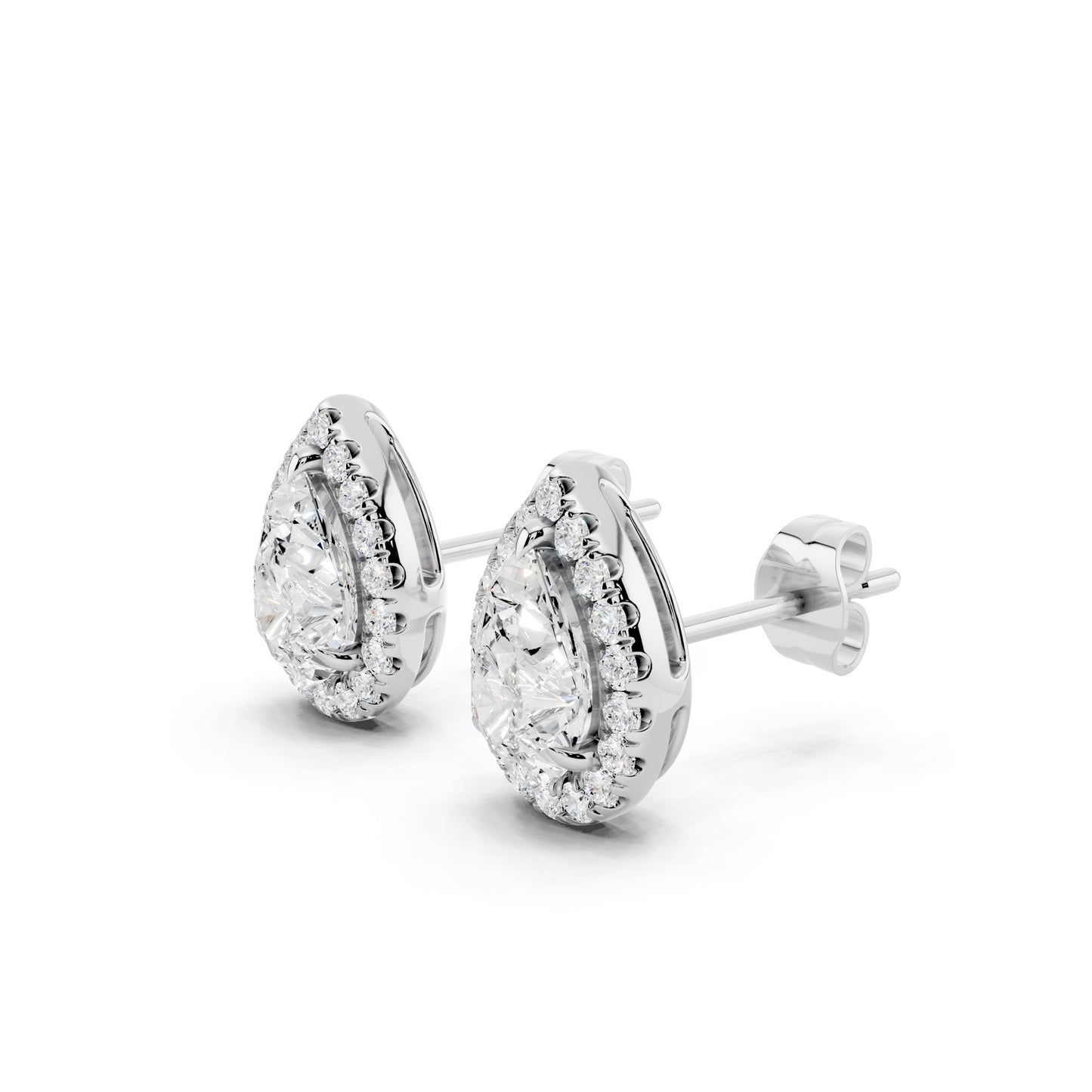 IGI Certified Halo Lab Grown Diamond Stud Earrings 14K Gold Or 925 Sterling Silver 0.99 Carat - 1 Carat EF Color VS Clarity