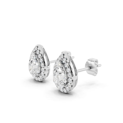 IGI Certified Halo Lab Grown Diamond Stud Earrings 14K Gold Or 925 Sterling Silver 1 Carat EF Color VS Clarity