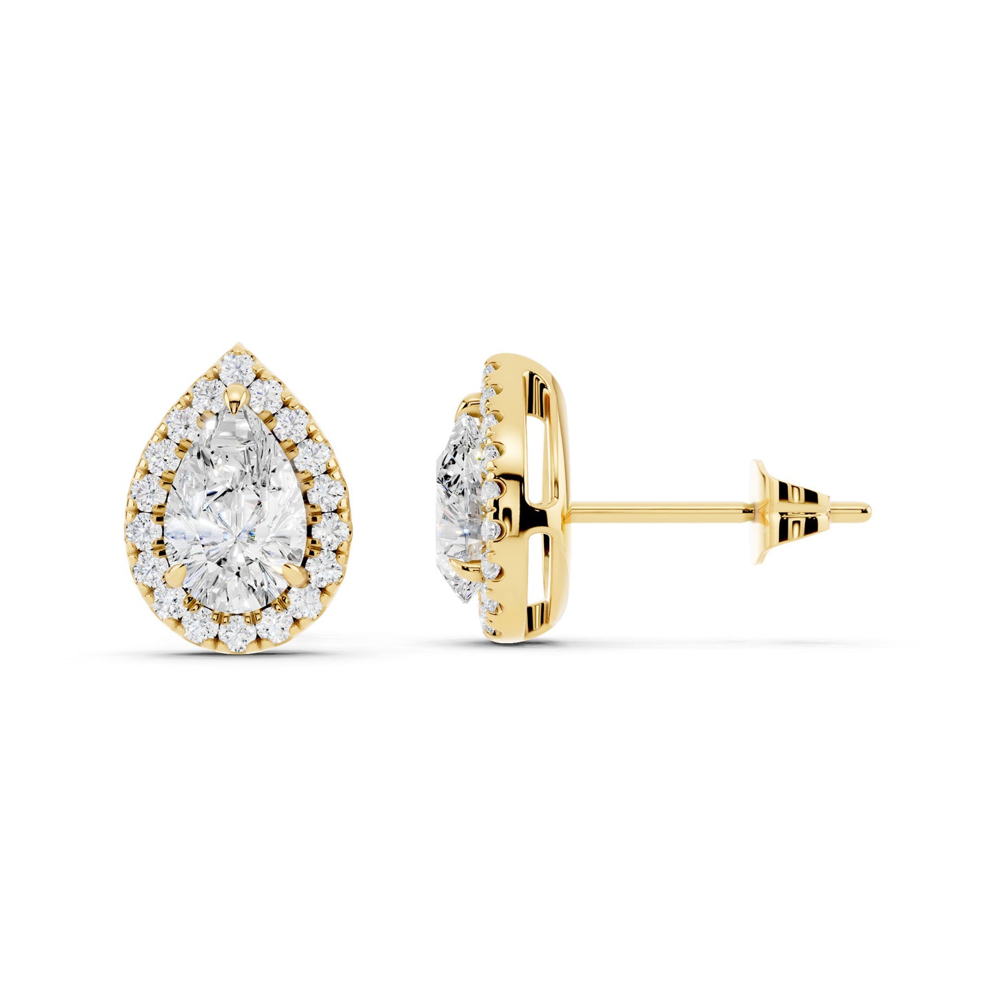IGI Certified Halo Lab Grown Diamond Stud Earrings 14K Gold Or 925 Sterling Silver 0.99 Carat - 1 Carat EF Color VS Clarity