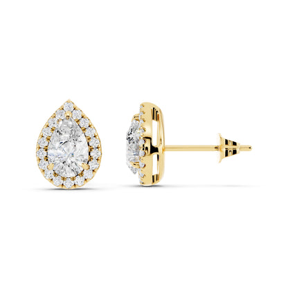 IGI Certified Halo Lab Grown Diamond Stud Earrings 14K Gold Or 925 Sterling Silver 0.99 Carat - 1 Carat EF Color VS Clarity
