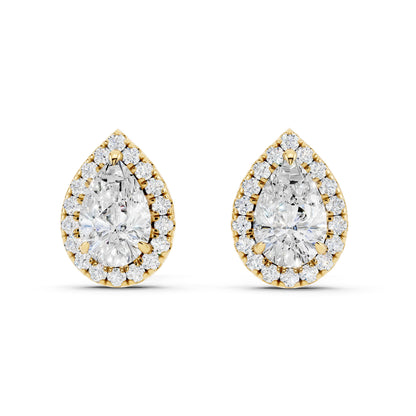 IGI Certified Halo Lab Grown Diamond Stud Earrings 14K Gold Or 925 Sterling Silver 0.99 Carat - 1 Carat EF Color VS Clarity