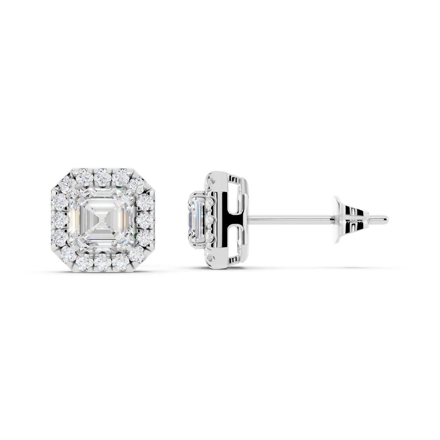 IGI Certified Halo Lab Grown Diamond Stud Earrings 14K Gold Or 925 Sterling Silver 0.99 Carat - 1 Carat EF Color VS Clarity