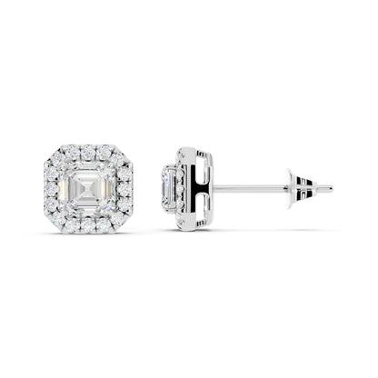 IGI Certified Halo Lab Grown Diamond Stud Earrings 14K Gold Or 925 Sterling Silver 0.99 Carat - 1 Carat EF Color VS Clarity