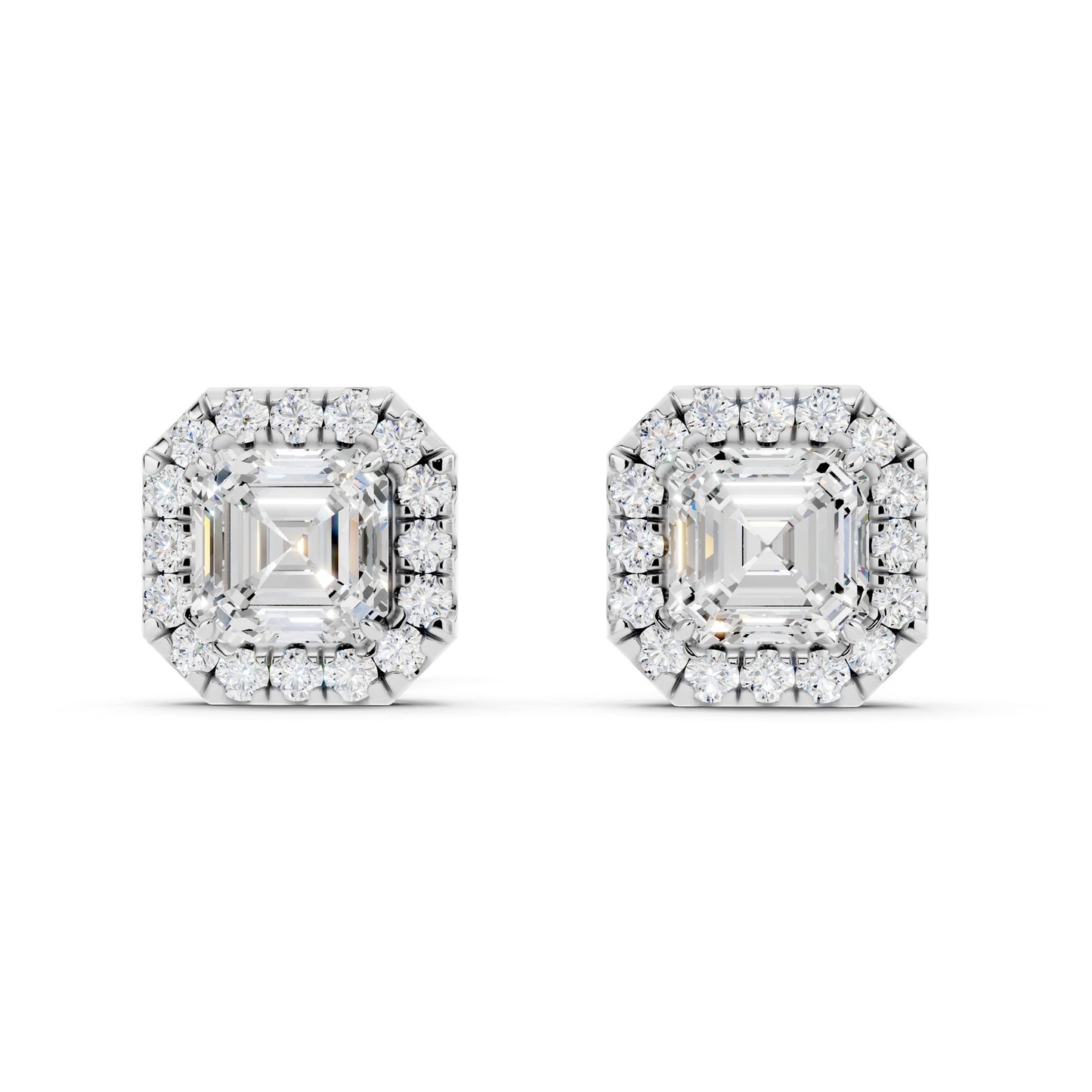 IGI Certified Halo Lab Grown Diamond Stud Earrings 14K Gold Or 925 Sterling Silver 0.99 Carat - 1 Carat EF Color VS Clarity
