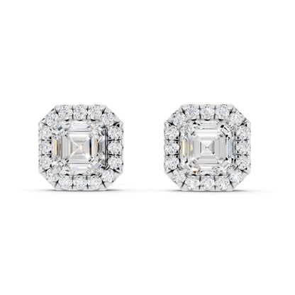 IGI Certified Halo Lab Grown Diamond Stud Earrings 14K Gold Or 925 Sterling Silver 0.99 Carat - 1 Carat EF Color VS Clarity