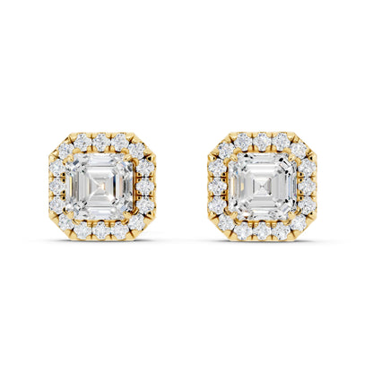 IGI Certified Halo Lab Grown Diamond Stud Earrings 14K Gold Or 925 Sterling Silver 0.99 Carat - 1 Carat EF Color VS Clarity