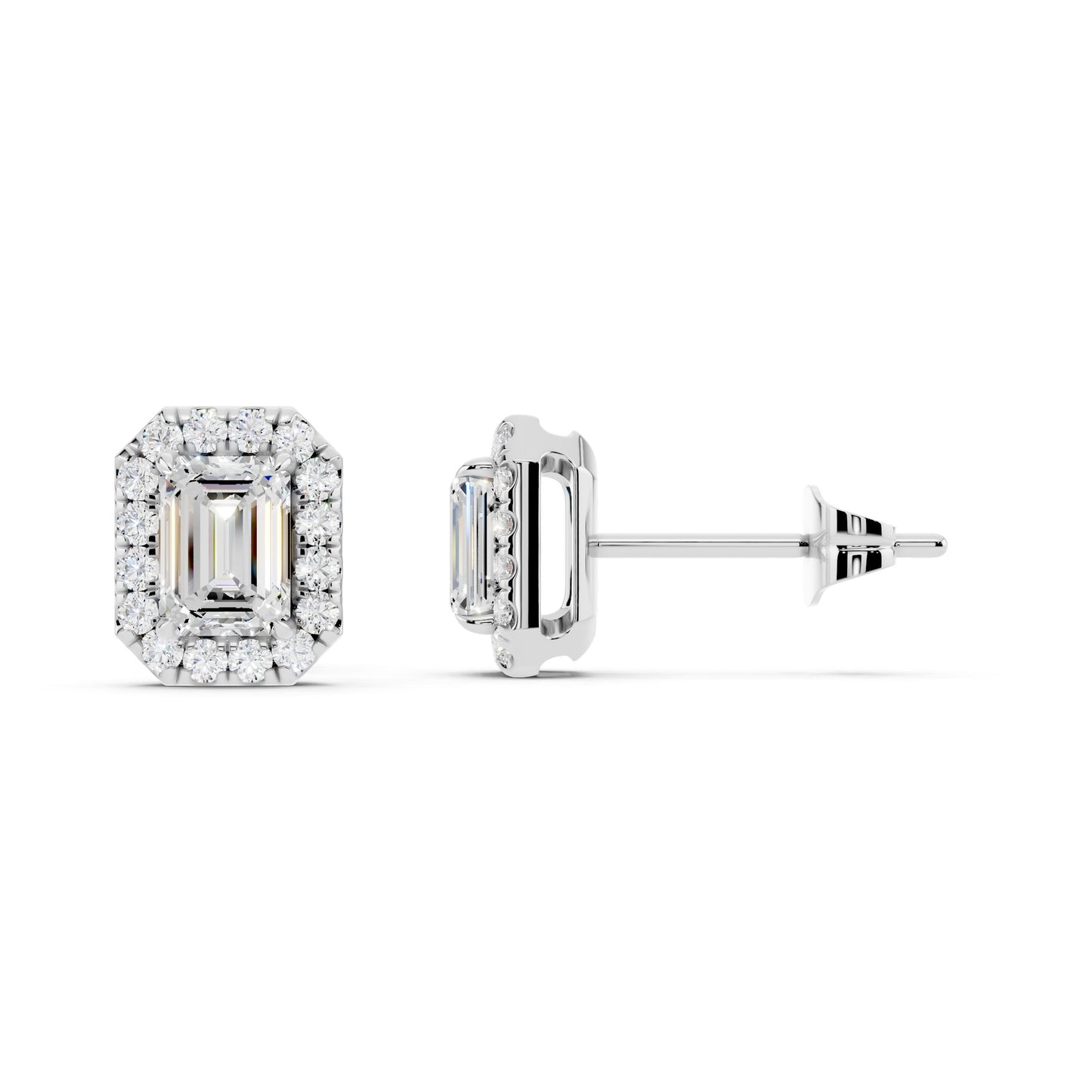 IGI Certified Halo Lab Grown Diamond Stud Earrings 14K Gold Or 925 Sterling Silver 0.99 Carat - 1 Carat EF Color VS Clarity