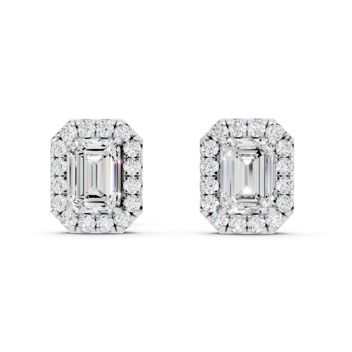 IGI Certified Halo Lab Grown Diamond Stud Earrings 14K Gold Or 925 Sterling Silver 0.99 Carat - 1 Carat EF Color VS Clarity