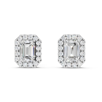 IGI Certified Halo Lab Grown Diamond Stud Earrings 14K Gold Or 925 Sterling Silver 0.99 Carat - 1 Carat EF Color VS Clarity