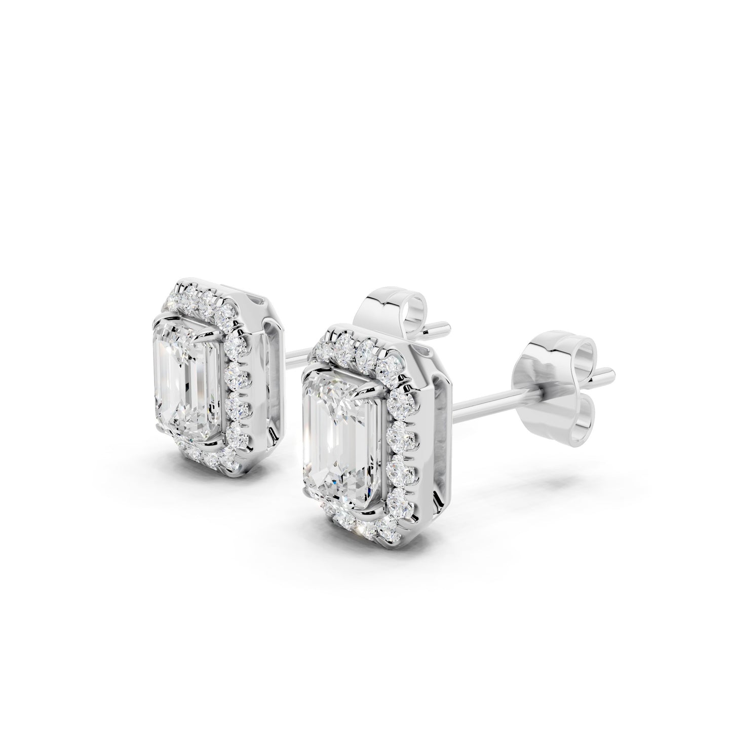 IGI Certified Halo Lab Grown Diamond Stud Earrings 14K Gold Or 925 Sterling Silver 0.99 Carat - 1 Carat EF Color VS Clarity