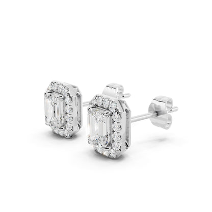 IGI Certified Halo Lab Grown Diamond Stud Earrings 14K Gold Or 925 Sterling Silver 0.99 Carat - 1 Carat EF Color VS Clarity